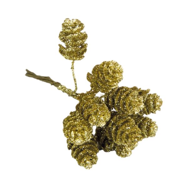 Bijsteker dennenappel glitter/goud