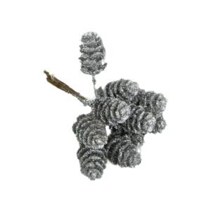 Bijsteker dennenappel glitter/zilver