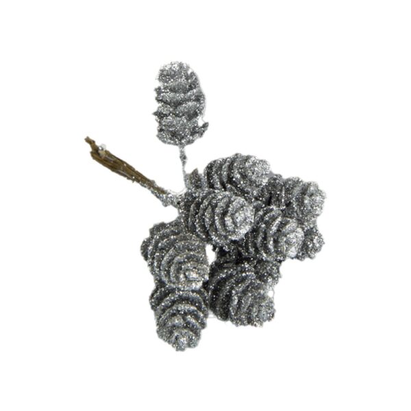 Bijsteker dennenappel glitter/zilver
