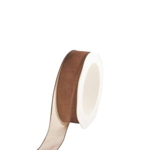 Lint organza met draad bruin