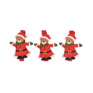 Houten knijper kerst beer