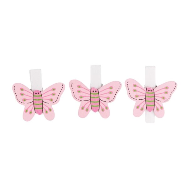 Houten knijper vlinder roze