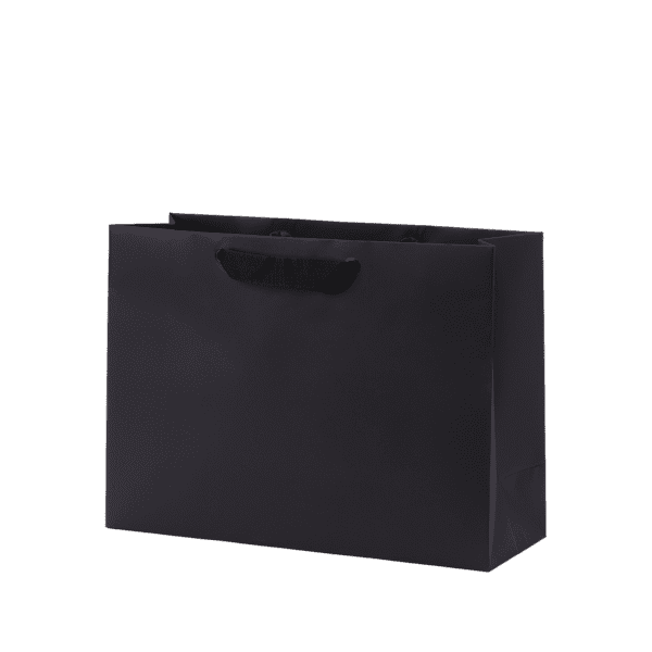 Luxe kraft papieren tas met zwarte draaglinten - Afbeelding 3