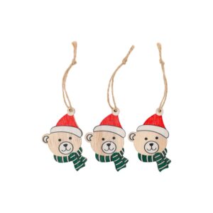 Houten kersthanger kerstbeer